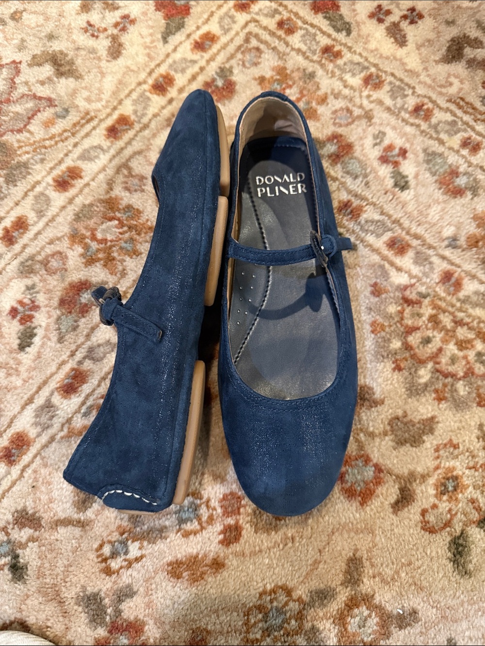 Donald J. Pliner Navy Suede Mary Jane Loafers